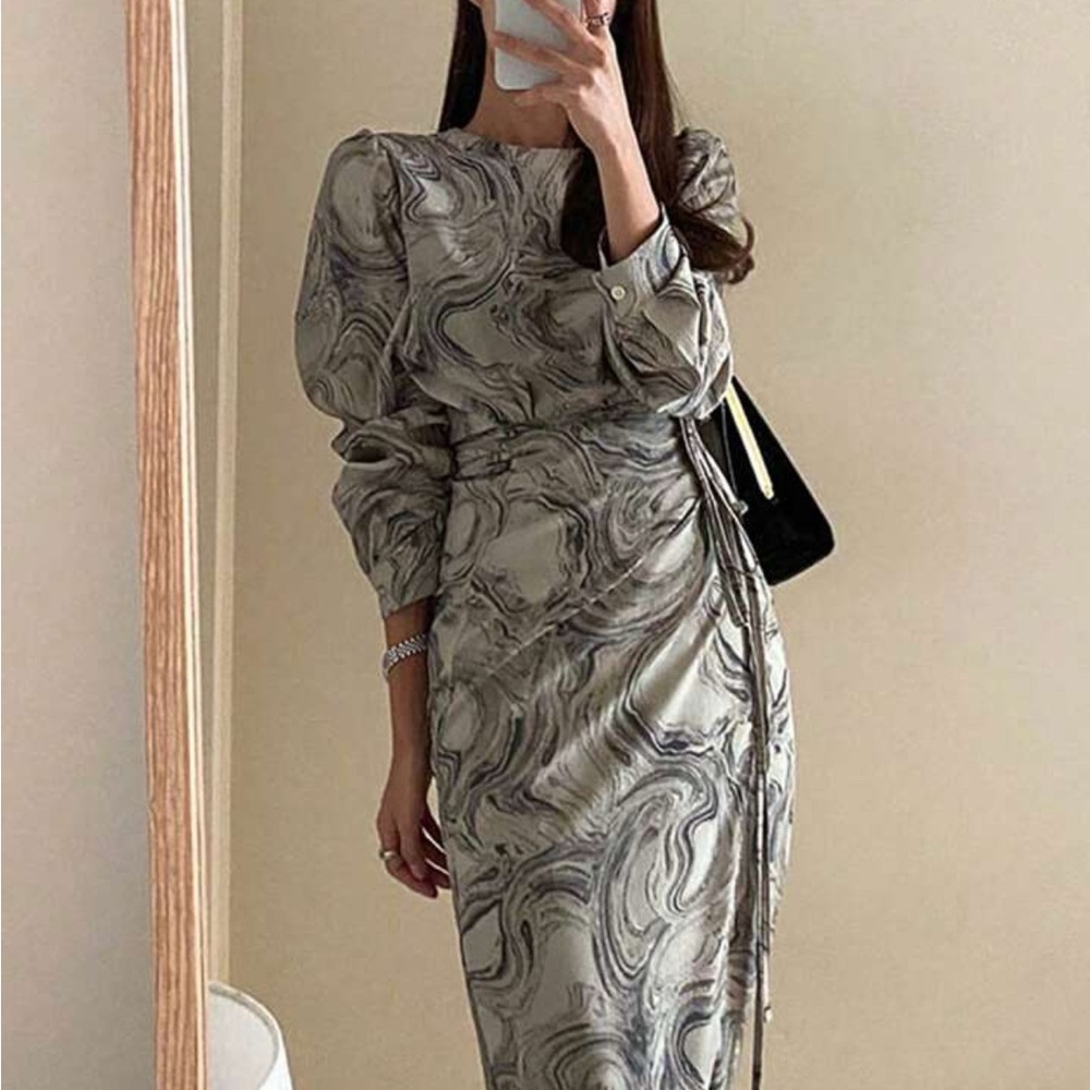 Elegant Marble Print Dress
